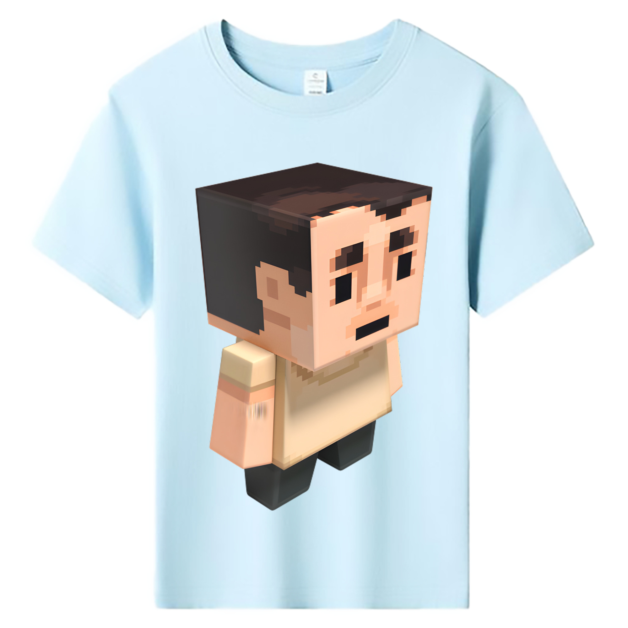 （画像用） マインクラフト ブロックの世界 Minecraft MC Block world 綿100％キッズTシャツ（フロントプリント）